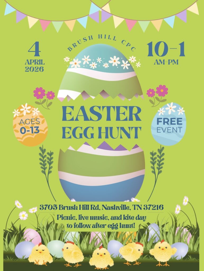 2026 Easter Egg Hunt Flyer for Brush Hill Cumberland Presbyterian Church
